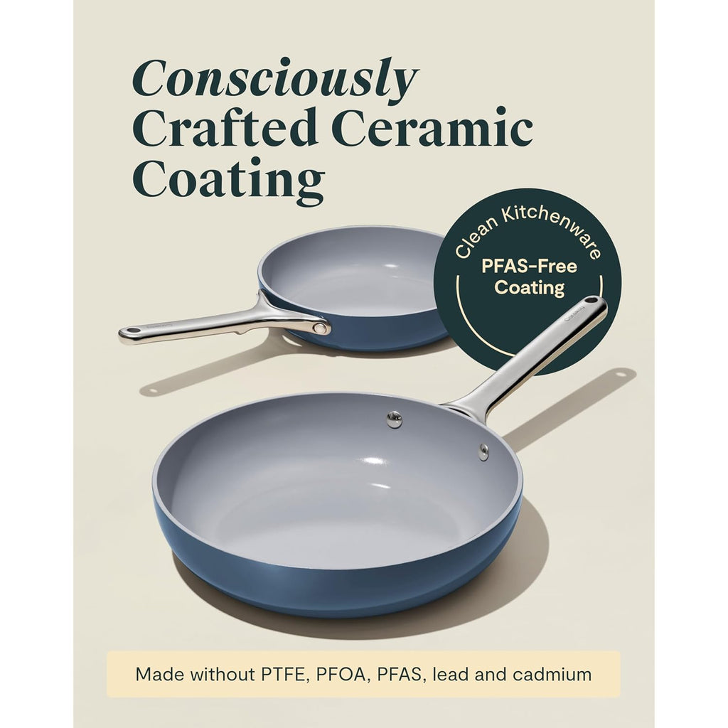 Caraway Nonstick Ceramic Frying Pan (2.7 Qt, 10.5") - Non Toxic, Ptfe & Pfoa Free - Oven Safe & Compatible With All Stovetops (Gas, Electric & Induction) - Navy