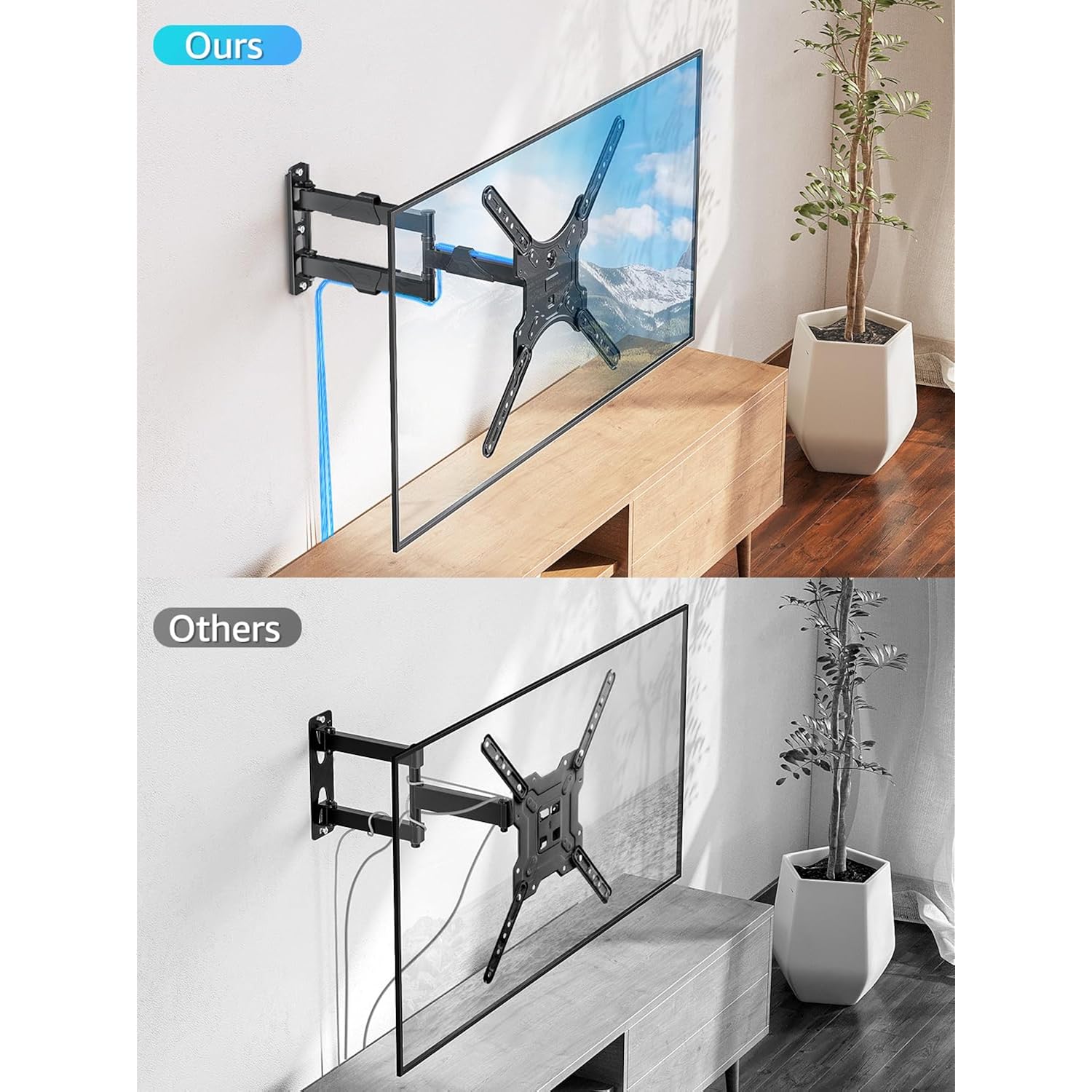 Mountup Full Motion Tv Wall Mount For Most 26-60 Inch Tvs, Max Vesa 400X400Mm Wall Mount Tv Bracket With Swivel Tilting Extension Level Adjustment For Led Lcd Flat Curved Tvs Up To 77 Lbs, Mu0018
