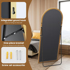 Mirror Full Length, 71 X 26 Inches Floor Mirror With Stand, Xx-Large Arch Gold Mirrors For Bedroom, Dressing Room, Home Decor, Gold