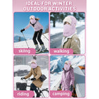 Winter Trapper Hat for Women - Windproof & Waterproof Hat with Removable Mask Goggles Ear Flaps, Purple