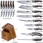 Hoshanho 16-Piece Knife Set, Japanese High Carbon Stainless Steel Kitchen Knife Set, Ultra Sharp Chef Knife Block Set With Sharpener
