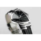 Hamilton Ventura Swiss Quartz Men'S Watch, 32Mm X 50Mm Stainless Steel Case, Swiss Made, Black Dial Analog Wrist Watch For Men, 50M Waterproof, Mineral Crystal