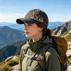 Embroidered Baseball Cap for Women Girls, Elegant Floral Baseball Cap for Women, Adjustable Breathable Hats for Casual Wear Black Wildflower