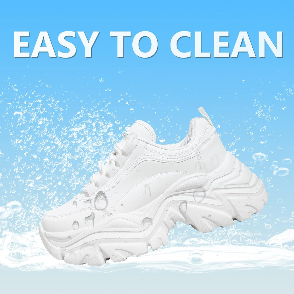 K Kip Wok Chunky Sneakers For Women Fashion Platform White Leather Casual Dad Shoes Comfortable Wedge Walking Sport Sneakers