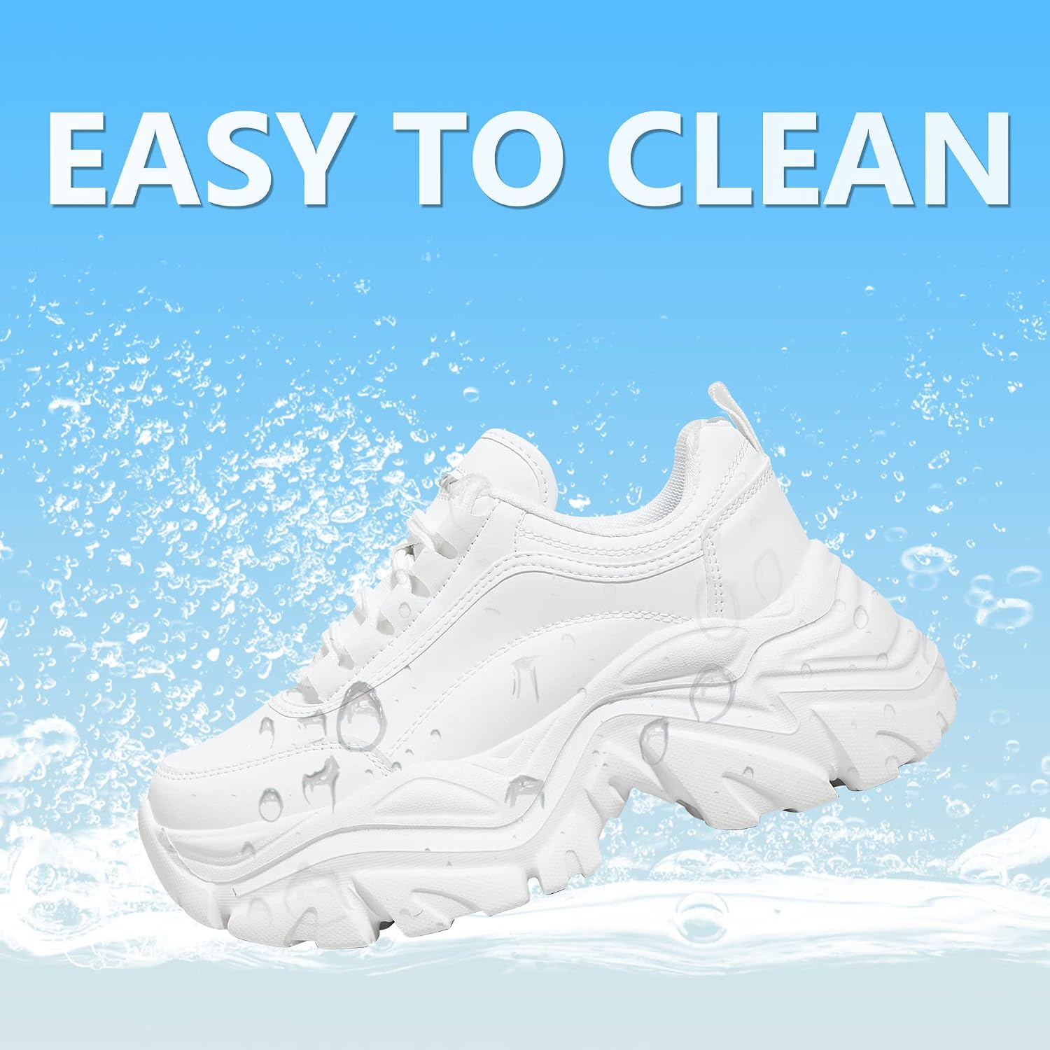 K Kip Wok Chunky Sneakers For Women Fashion Platform White Leather Casual Dad Shoes Comfortable Wedge Walking Sport Sneakers