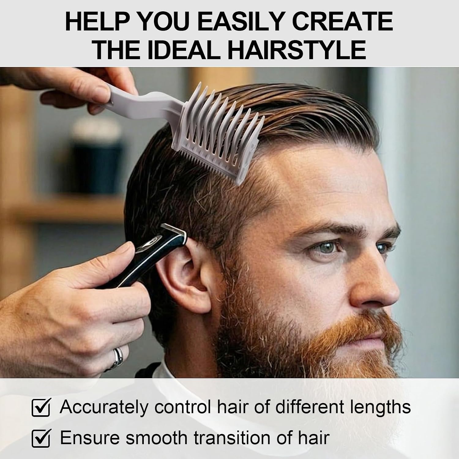 4-In-1 Detachable Detachable Blend Friend Fade Comb, White Barber Haircut Tool For Hair Cutting
