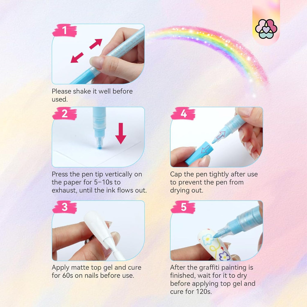 Saviland 12 Colors Nail Art Pens Set - 3D Nail Polish Pens Acrylic Paint Pens Nail Markers for Nail Art Drawing Painting Nail Point Dotting Liner Pen Manicure Tools Nail Design Kit Home Nail Salon DIY