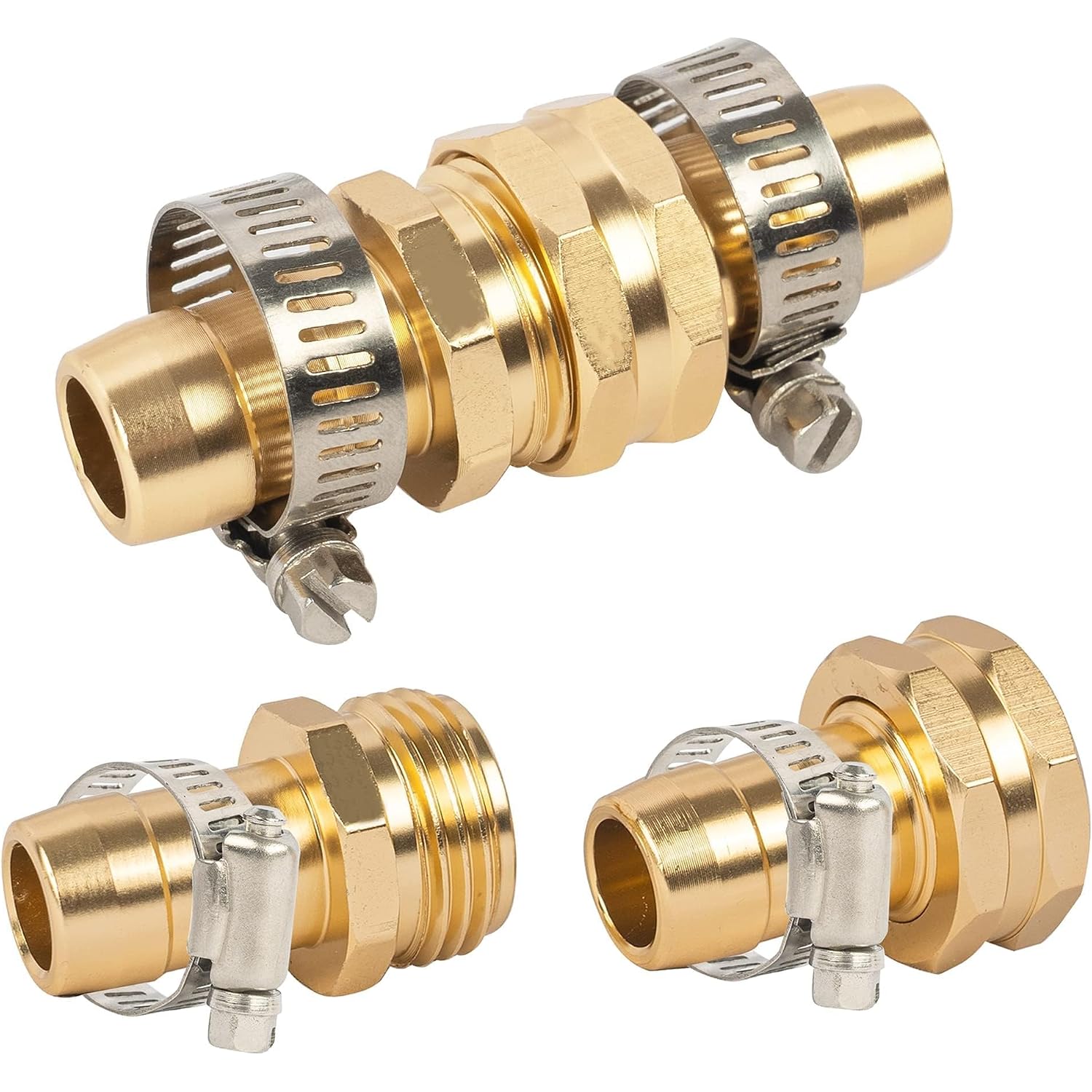 Hourleey Garden Hose Repair Connector With Clamps, Fit For 3/4" Or 5/8" Garden Hose Fitting, Male And Female Hose Adapter Water Hose Repair Kit, 5 Set