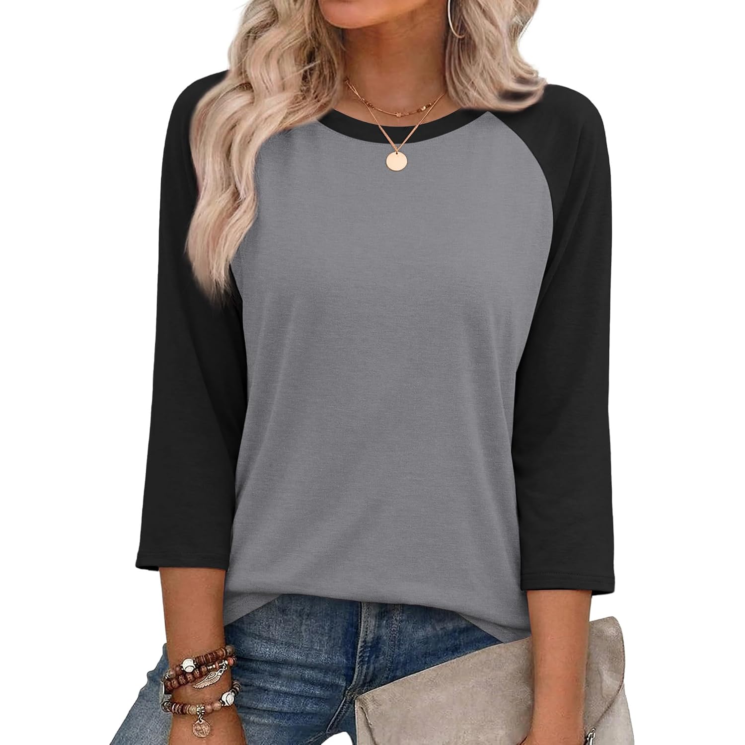 3/4 Length Sleeve Womens Tops Baseball Shirt Women Summer Outfits Women'S T-Shirts Tees Blouses