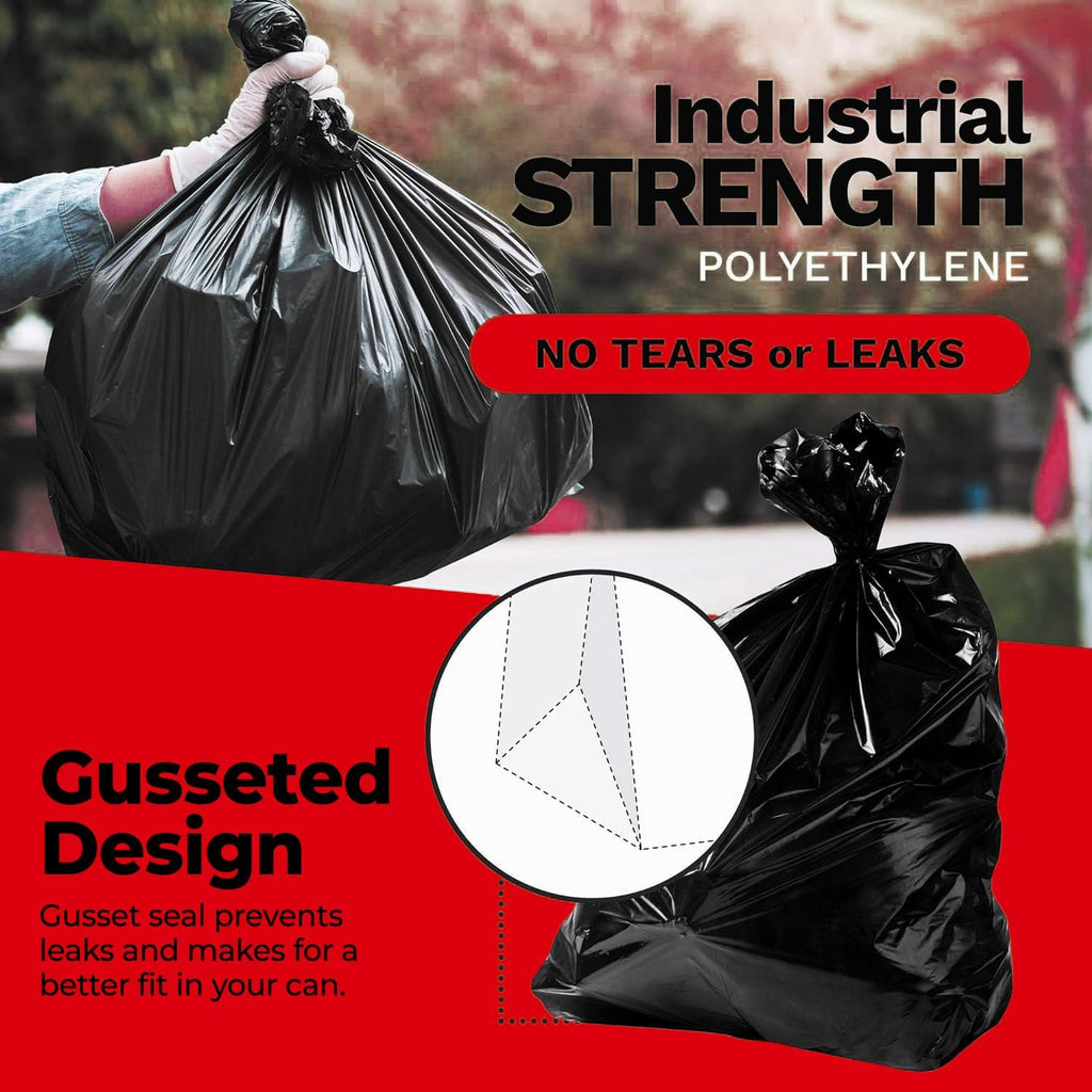 Toughbag 55-60 Gallon Heavy Duty Trash Bags, 150 Count, Black, Made In Usa