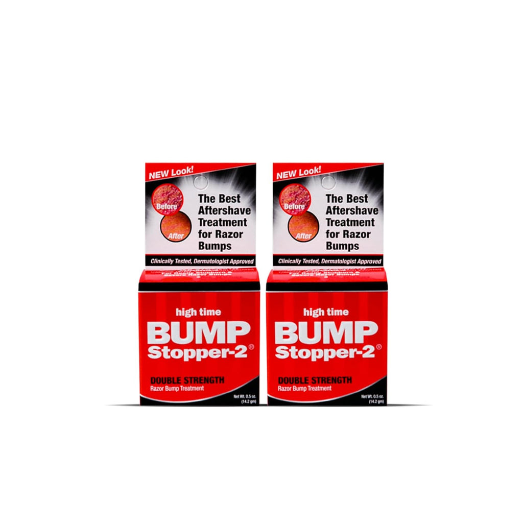 High Time Bump Stopper 2 Double Strength Ingrown Hair Cream for Face and Body | Aftershave Lotion for Men and Women | Razor Bump Balm | 0.5 OZ (2 Pack)