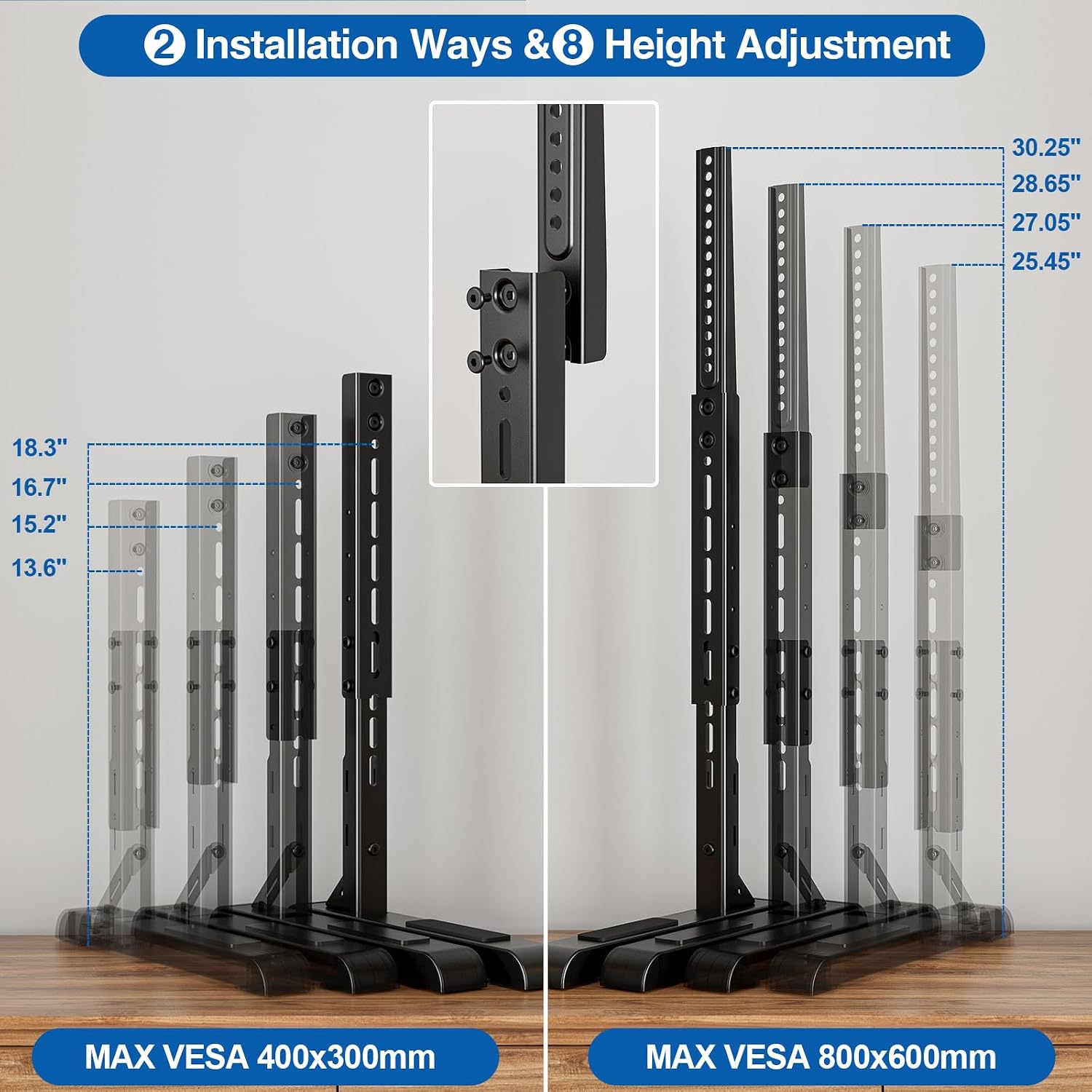 Universal Tv Stand For 19-75 Inch Lcd Led Tvs, Height Adjustable Tv Legs Replacement Hold Up To 110 Lbs, Table Top Tv Stand Base, Max Vesa 800X600Mm