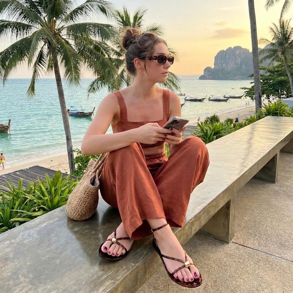 Cushionaire Vita Jelly Sandals For Women, Casual Lightweight Womens Strappy Sandals With Adjustable Buckle Strap And Gold Hardware Accent