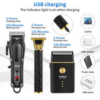 Professional Hair Clippers For Men, Cordless Complete Barber Kit With Electric Hair Clipper T-Blade Beard Trimmer Foil Shaver, Men'S Hair Cutting Grooming Kit, 8 Guide Combs, Barber Or Home