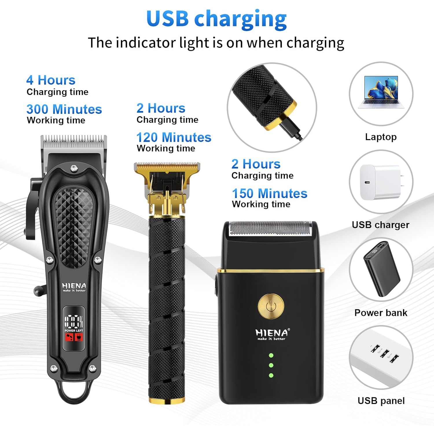 Professional Hair Clippers For Men, Cordless Complete Barber Kit With Electric Hair Clipper T-Blade Beard Trimmer Foil Shaver, Men'S Hair Cutting Grooming Kit, 8 Guide Combs, Barber Or Home