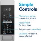 Ge 4-In-1 Air Fry Countertop Microwave Oven, 1050 Watt, 1.0 Cu. Ft. | Stainless Steel, Combines Microwave, Air Fry, Convection, And Broil, Child Lock Technology, 4 Convenience Cook Settings