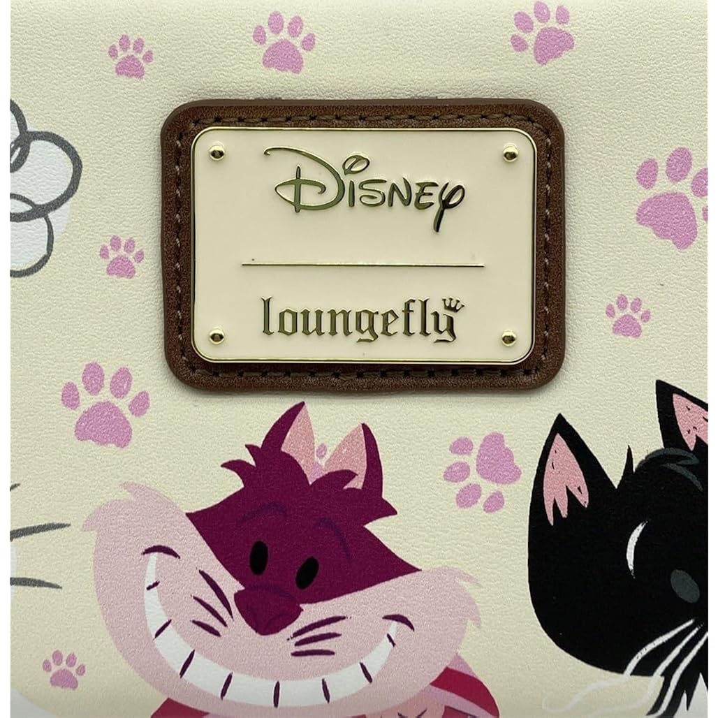 Loungefly Disney Aristocats Alice In Wonderland Cats Zip Around Wallet Womens Cat Pawprint Faux Leather