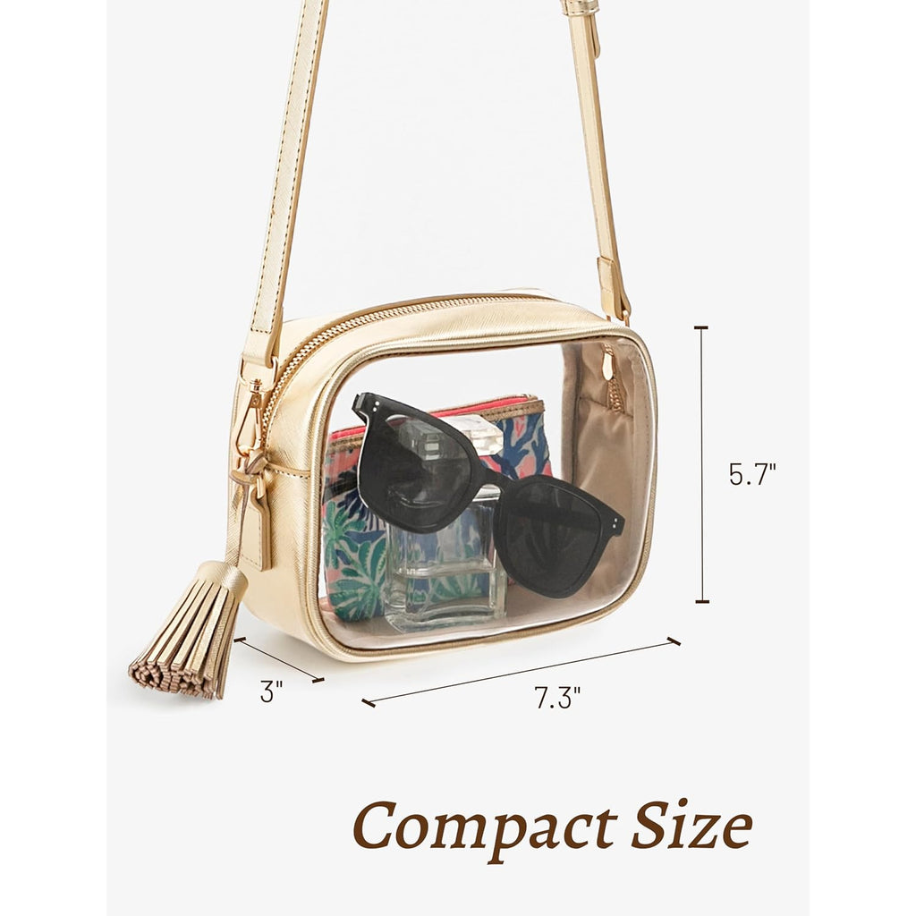 Yarnic Clear Bag Stadium Approved, PVC Transparent Crossbody Purse Small Clear Crossbody Bag with Adjustable Shoulder Strap