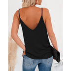 Womens V Neck Camisole Tank Top Strap Sleeveless T Shirt Casual Loose Vest Blouse - S-XXL