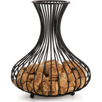 Tebery Metal Black Wine Cork Display Holder, Wine Stopper Collector, Decorative Free Standing Cork Storage Rack Catcher Container Cage, Holds 150 Wine Corks