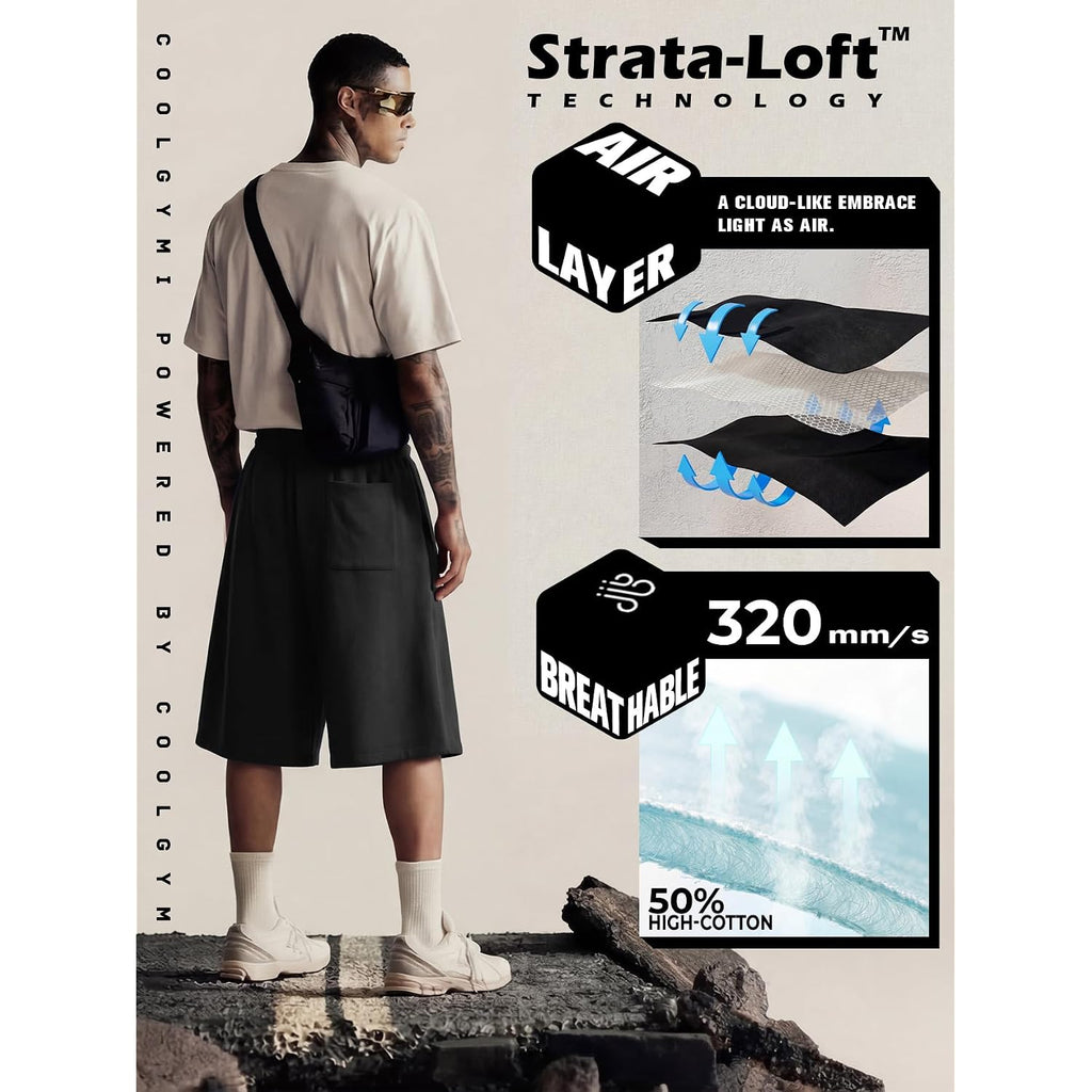 Mens Baggy Sweat Shorts Wide Leg Long Below Knee Oversized Gym Y2K Athletic Casual Loose Shorts Pocket Drawstring