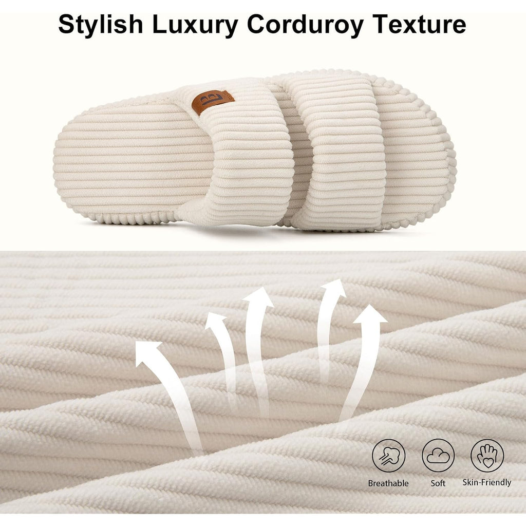 Longbay Slippers For Women Memory Foam Open Toe Slide Indoor House Shoes Slip On Bedroom Comfy Gift