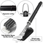 Grillart Grill Brush And Scraper Bbq Brush For Grill, Safe 18" Stainless Steel Woven Wire 3 In 1 Bristles Grill Cleaning Brush, Br-4516