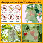 100Pcs Fruit Protection Bags, 4X6 Inch Green Strawberry Netting Cover Drawstring Mesh Bags Pest Barrier For Blueberry Small Fruit