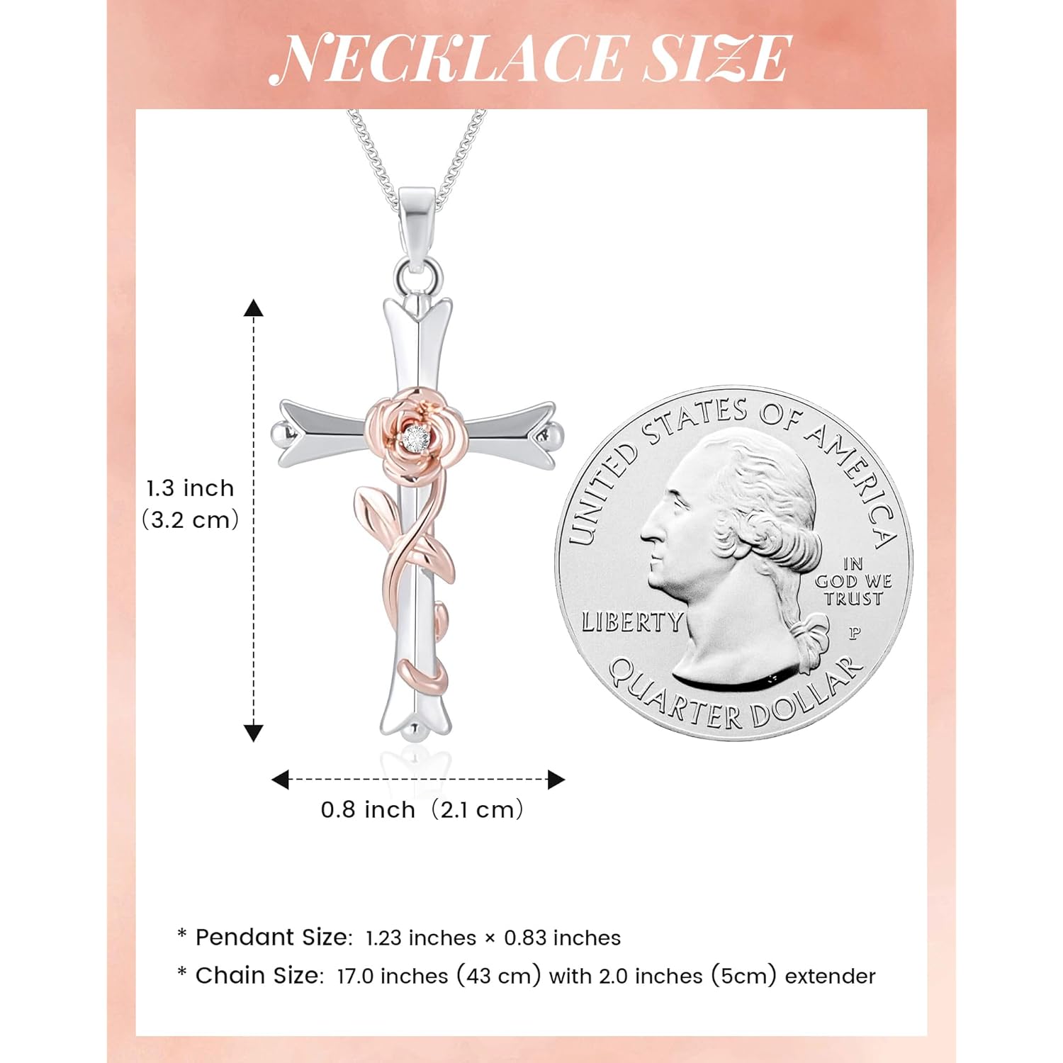 ACECHA Cross Necklace for Women | Silver Faith Birthstone Cross Pendant with Birth Flower Jewelry Gifts for Teen Wife Women for Birthday Anniversary