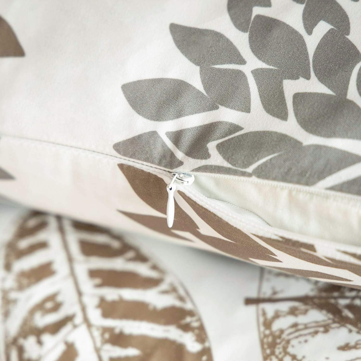 Phantoscope Set of 4 New Living Series Fall Leaf Geometric Coffee Throw Decorative Pillow Cover Cushion Cover 18 x 18 inches 45 x 45 cm