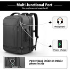 Travel Backpack With Lifetimewarranty,Expandable Carry On Backpack With Cable Access Port,Fits 17.3" Laptop Notebook,Water Resistant Weekender Backpack Business Trips,Daily Travel,Black