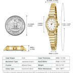 Small Gold Watches For Women, Easy To Read Dial Ladies Analog Watch, Oval Case, Stainless Steel Expansion Band, Waterproof Watch