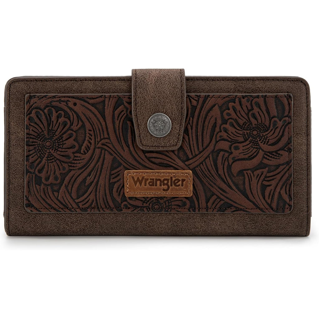 Montana West X Wrangler Large Womens Wallet Western Tooling Flower Wallets, Card Cases & Money Organizers Bifold Card Cash Phone Wallet Ladies Female Travel Clutch Wallets With Rfid Lining