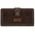 Montana West X Wrangler Large Womens Wallet Western Tooling Flower Wallets, Card Cases & Money Organizers Bifold Card Cash Phone Wallet Ladies Female Travel Clutch Wallets With Rfid Lining