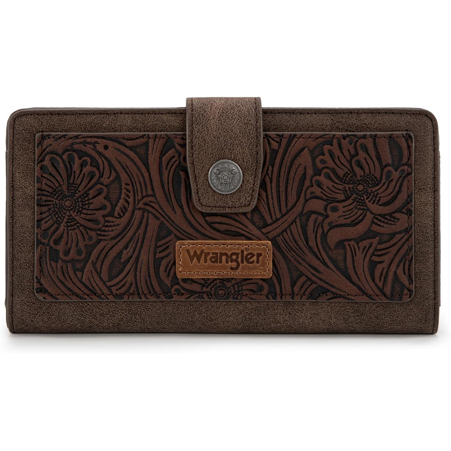 Montana West X Wrangler Large Womens Wallet Western Tooling Flower Wallets, Card Cases & Money Organizers Bifold Card Cash Phone Wallet Ladies Female Travel Clutch Wallets With Rfid Lining