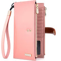 ANDOILT Women's Genuine Leather Wallet RFID Blocking Credit Card Holder Zipper Purse Cell Phone Handbag