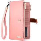 ANDOILT Women's Genuine Leather Wallet RFID Blocking Credit Card Holder Zipper Purse Cell Phone Handbag