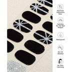 Nail Polish Strips (No UV Lamp Needed) - 22 Pcs Salon Quality Gel Nail Stickers - Long Lasting Wraps (Saint Black Glitter)