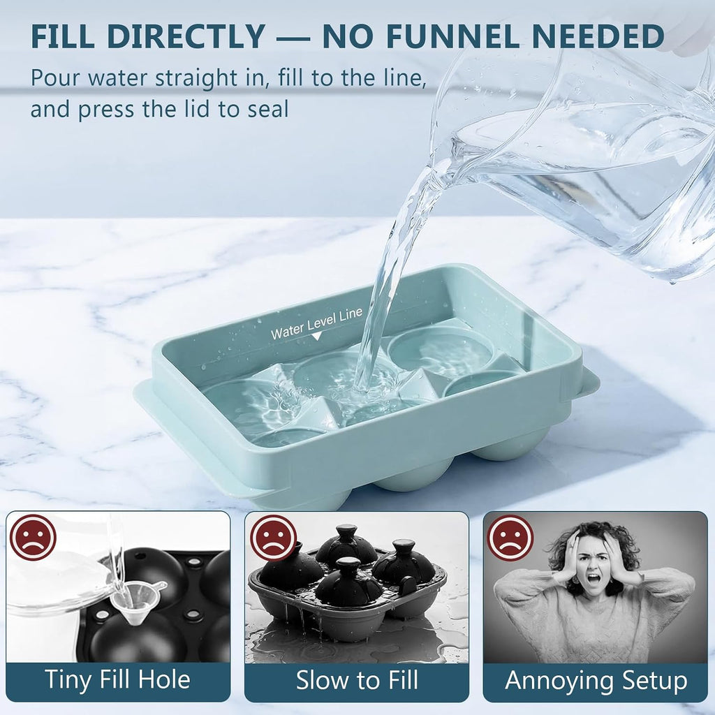 Large Ice Cube Molds, 2 Pack Round Ice Cube Mold With Storage Bin And Tongs, Makes 12 × 1.9-Inch Ice Spheres, Easy Fill And Twist Release For Whiskey, Bourbon And Cocktails