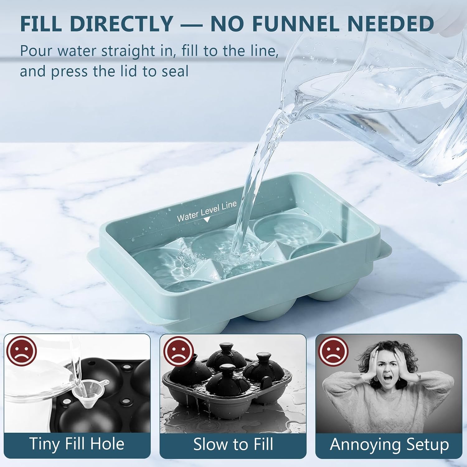 Large Ice Cube Molds, 2 Pack Round Ice Cube Mold With Storage Bin And Tongs, Makes 12 × 1.9-Inch Ice Spheres, Easy Fill And Twist Release For Whiskey, Bourbon And Cocktails