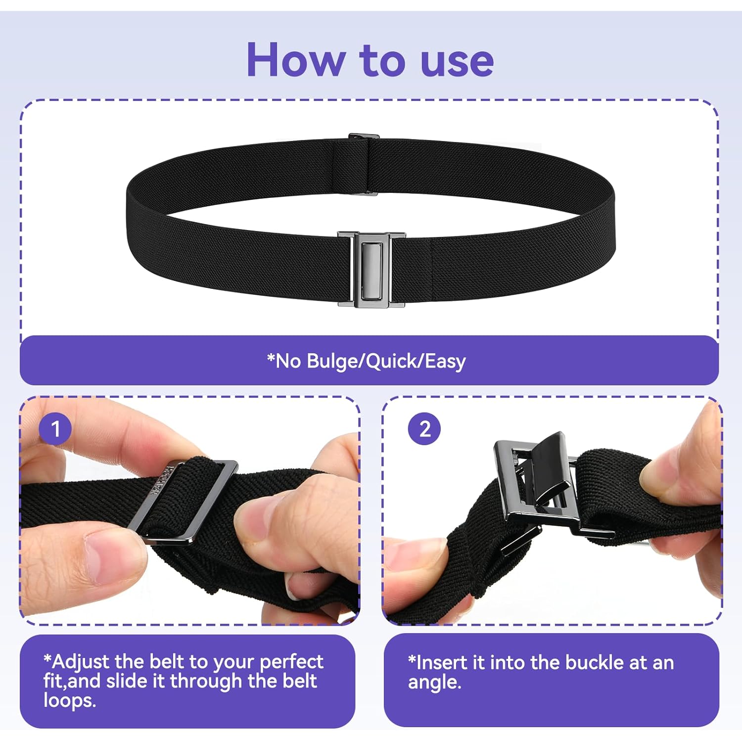 No Show Elastic Belts for Women with Invisible Flat Buckle Stretch Web Strap Belt for Jeans Pants Dresses