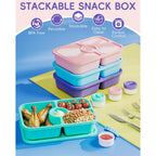 Canfanni 4 Pcs Bento Snack Box Containers, 4 Compartment Divided Stackable Food Storage Containers With Lids, Meal Prep Lunch Container With Sauce Cups