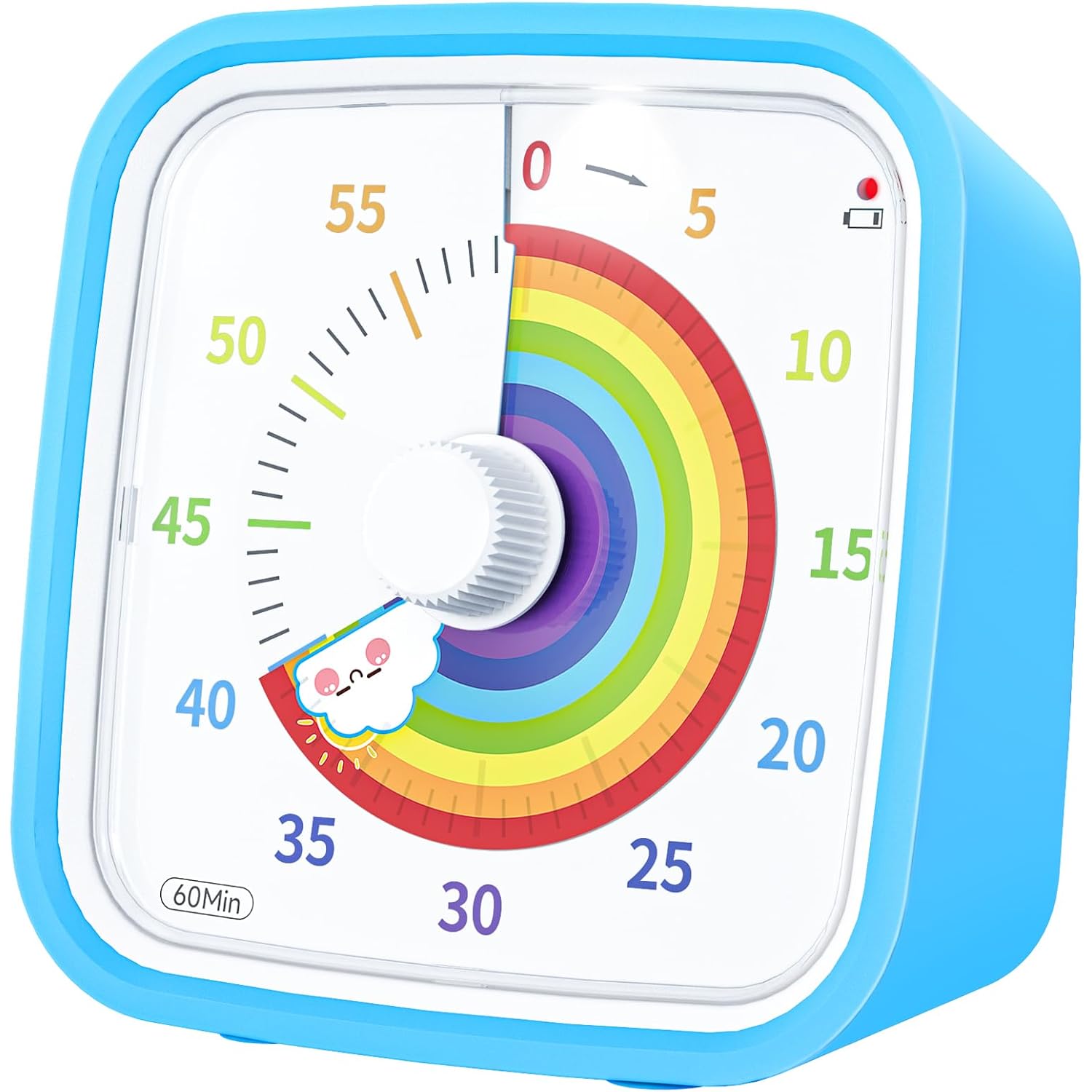 Rainbow Visual Timer, 60-Min Countdown Timer For Kids, Blue | Protective Case, Silent Time Management Tool, Mute And Ringing Alarm Available, Low Power Reminder, For Study, Game, Work Etc