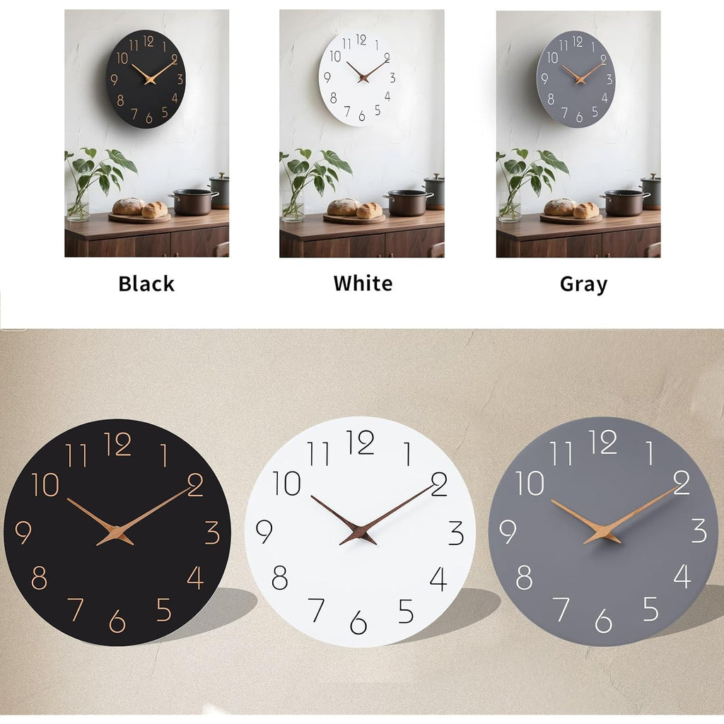 Large Wall Clock 16 Inch Black Battery Operated Silent Non Ticking Simple Minimalist Rose Gold Numbers Clock Decorative For Bedroom Living Room Kitchen Home Office