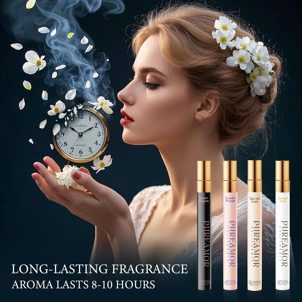 Pheromones Perfumes For Women, Long Lasting Skin Scent Fragrance Set, Amber Vanilla, Saffron Amber, Woody Citrus, Spicy Sandalwood, Body Chemistry Perfume Oil Travel Cologne For Day & Night