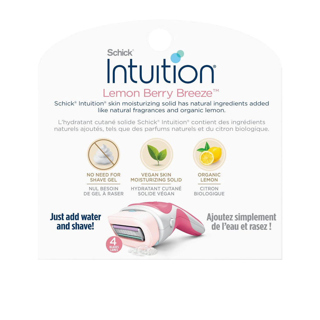 Schick Intuition Refill, Lemon Berry Breeze Razors for Women | Intuition Razor Blades Refill with Organic Lemon, 6 Count Razor Refills