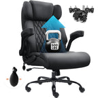 500Lbs Big And Tall Office Chair Adjustable Lumbar Support For Back Pain, Extra Wide Seat Executive Office Chair Thick Armrest Pad, Heavy Duty Base&Upgraded Wheels, Ergonomic Comfy Computer Desk Chair
