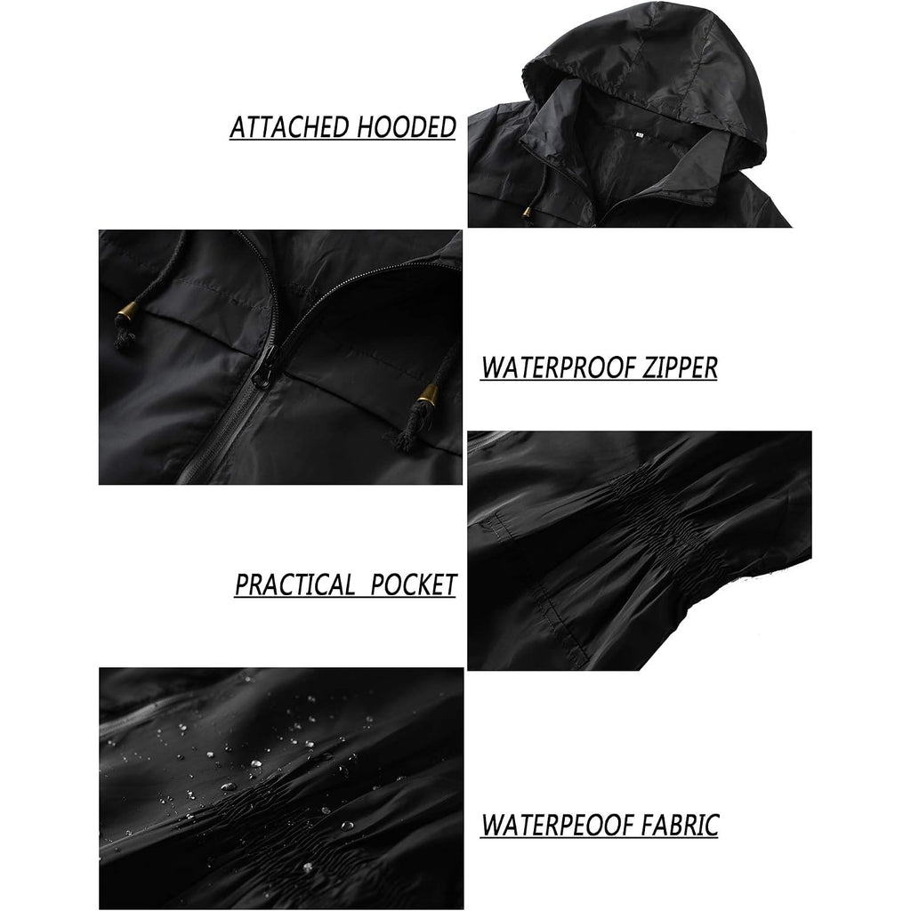 Lomon Women Waterproof Lightweight Rain Jacket Active Outdoor Hooded Raincoat