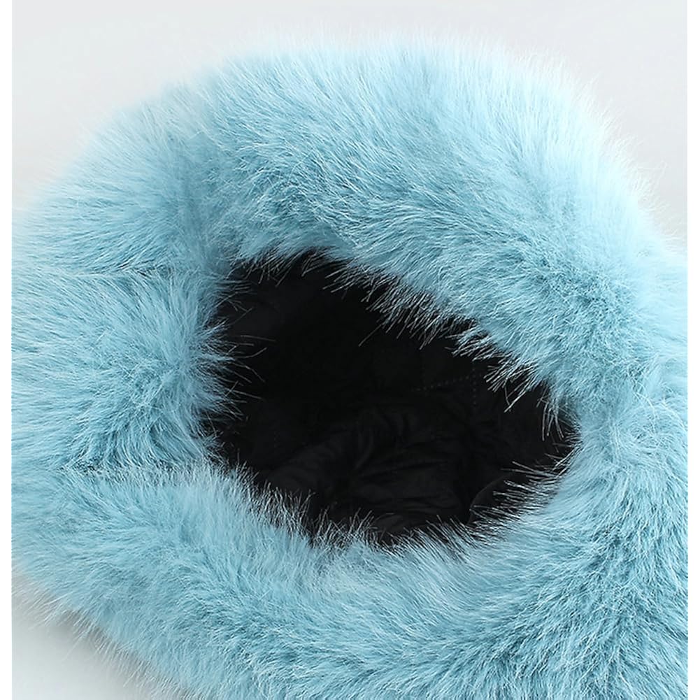 Women Faux Fur Trapper Hat Fuzzy Ushanka Hat Long Pile Faux Fur with Pom Pom Winter Warm Hat Ski Hat Outdoor