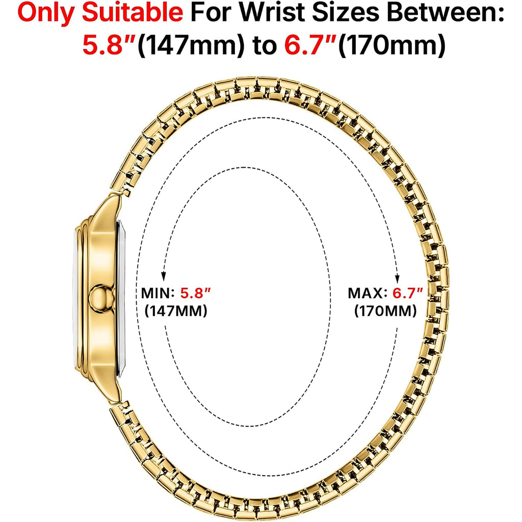 Small Gold Watches For Women, Easy To Read Dial Ladies Analog Watch, Oval Case, Stainless Steel Expansion Band, Waterproof Watch